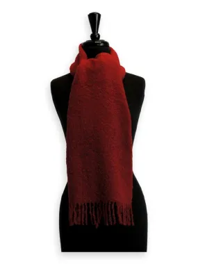 100% Baby Alpaca Boucle Scarf - Ruby Red