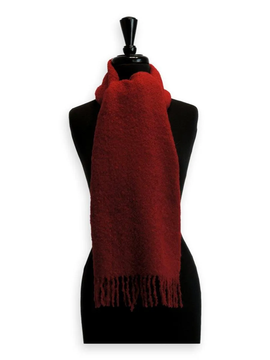 100% Baby Alpaca Boucle Scarf - Ruby Red