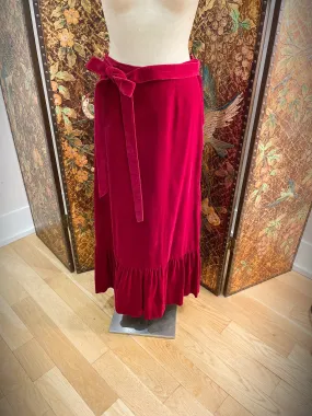 1970s Saks Fifth Avenue Red Velvet Maxi Skirt