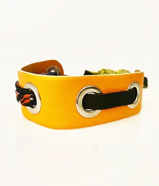 2000s Emilio Pucci Orange Leather and Cloth Abstract Collar