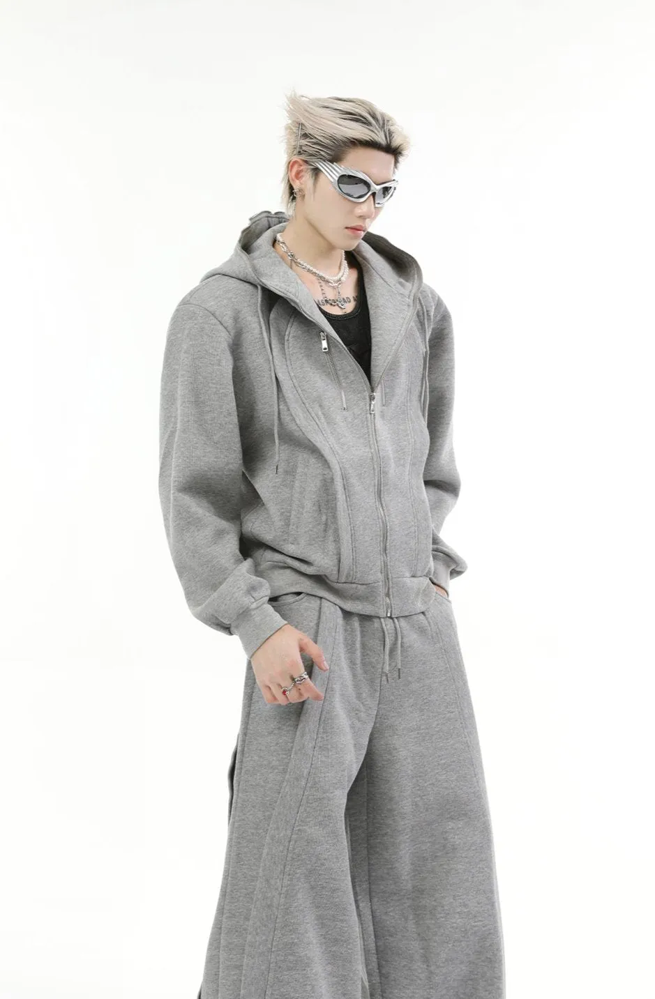 【24s Nov.】Solid Color Hooded Sweatshirt Jacket   Casual Pants Sports Suit