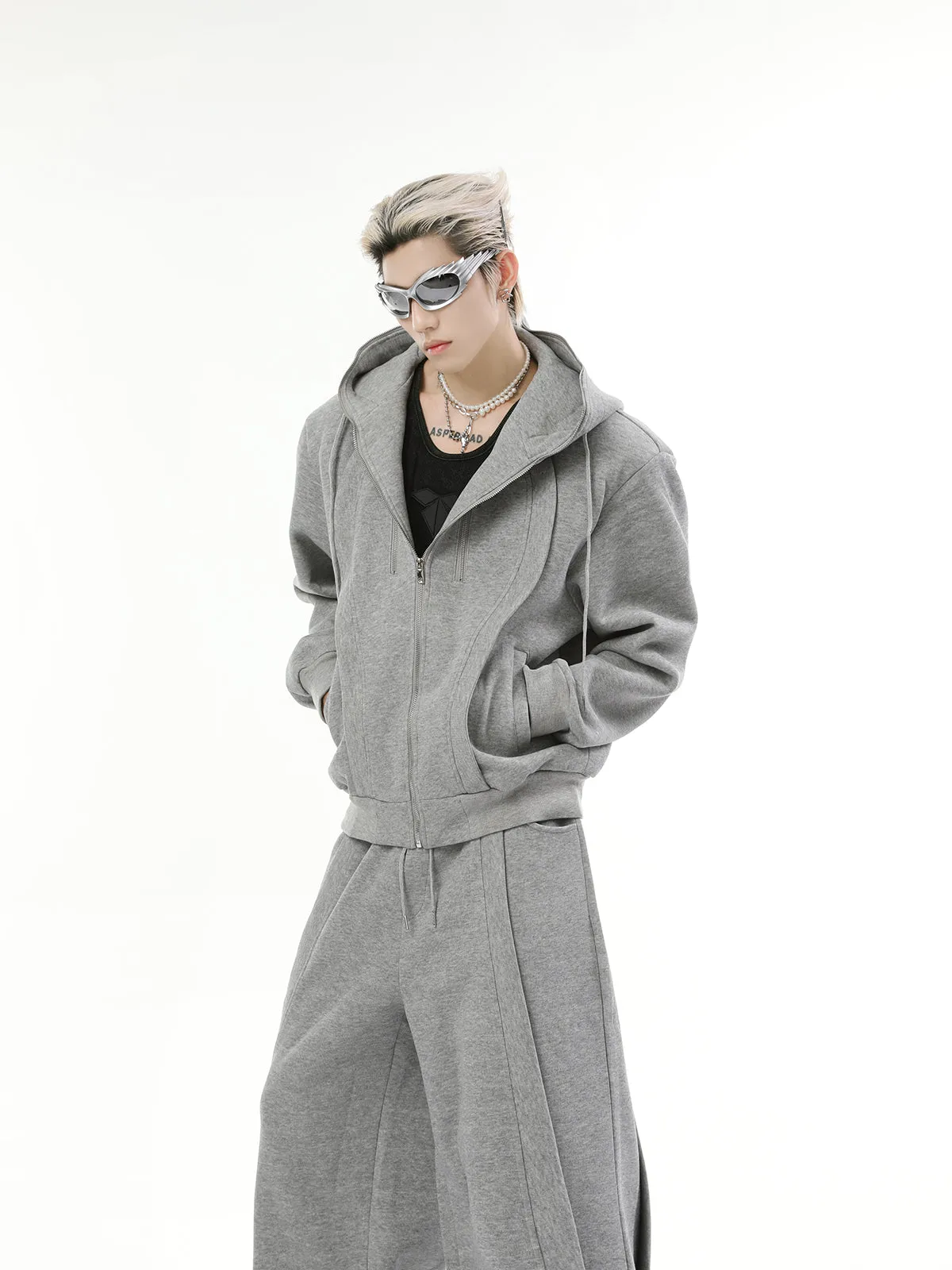 【24s Nov.】Solid Color Hooded Sweatshirt Jacket   Casual Pants Sports Suit