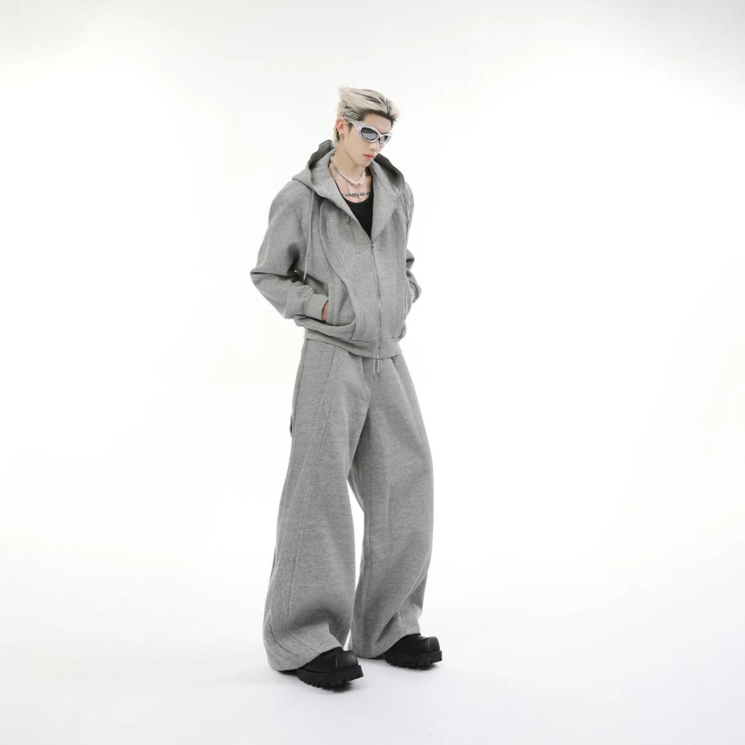 【24s Nov.】Solid Color Hooded Sweatshirt Jacket   Casual Pants Sports Suit