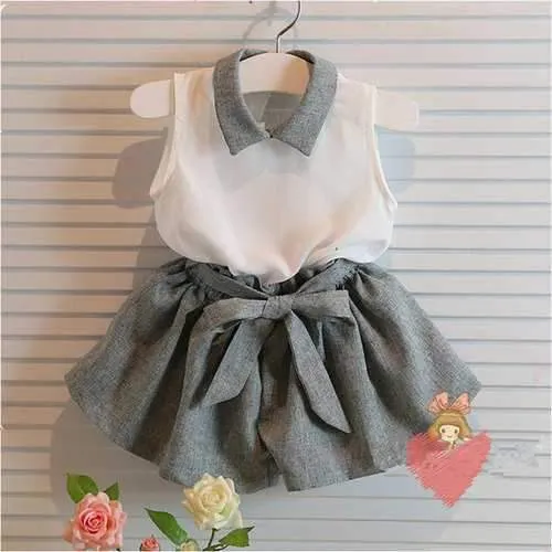 2Pcs Chiffon Girls Outfits Clothes Set