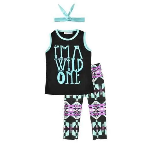 3Pcs Bohemian Printed Girls Clothing Set