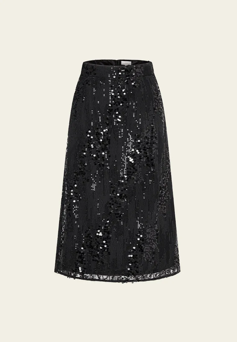 A-line Sequined Maxi Skirt