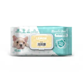 Absorb Plus AntiBacterial Pet Wipes Lemon Scented 15cm x 20cm - 80sheets