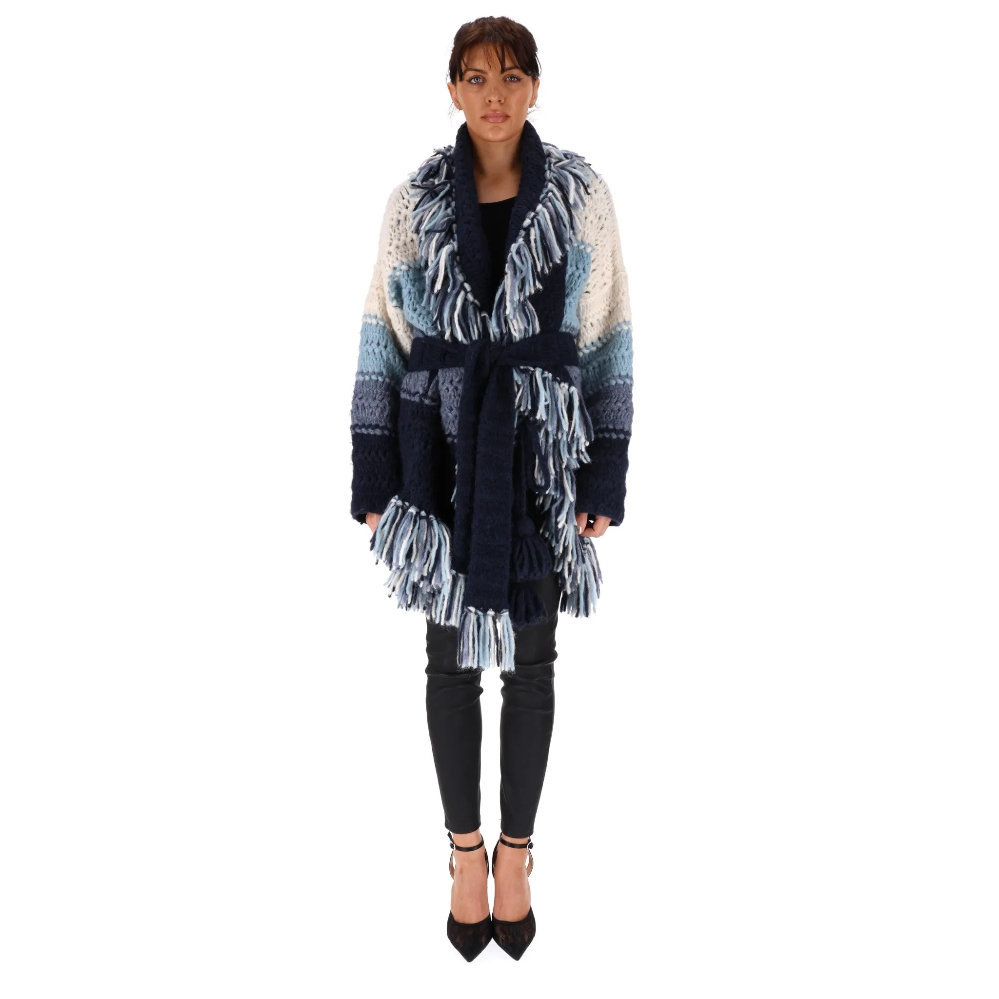 Alanui Alpaca Fringed Knitted Cardi/Coat. Size XS