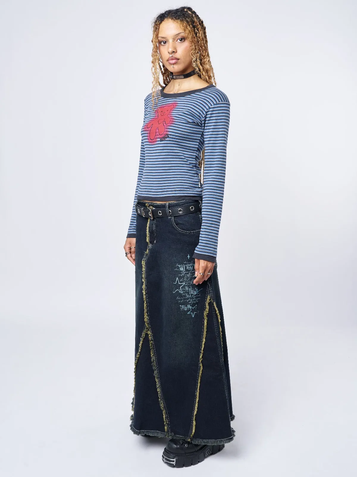 Alexis Lined Denim Maxi Skirt