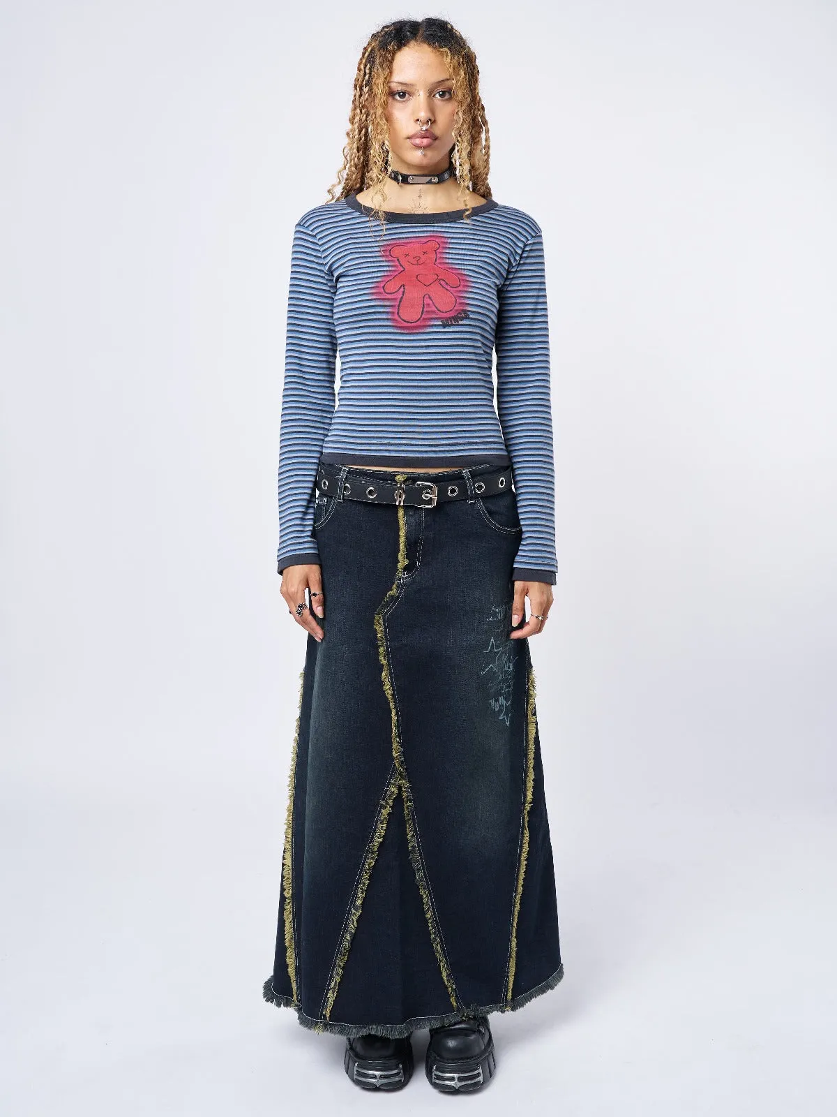 Alexis Lined Denim Maxi Skirt