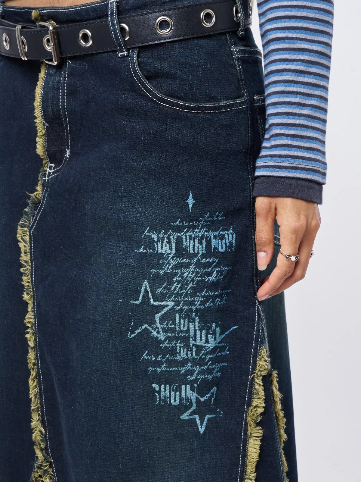 Alexis Lined Denim Maxi Skirt