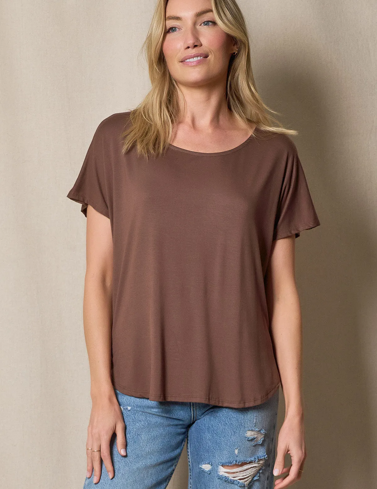 Bamboo Dolman Tee - Chocolate