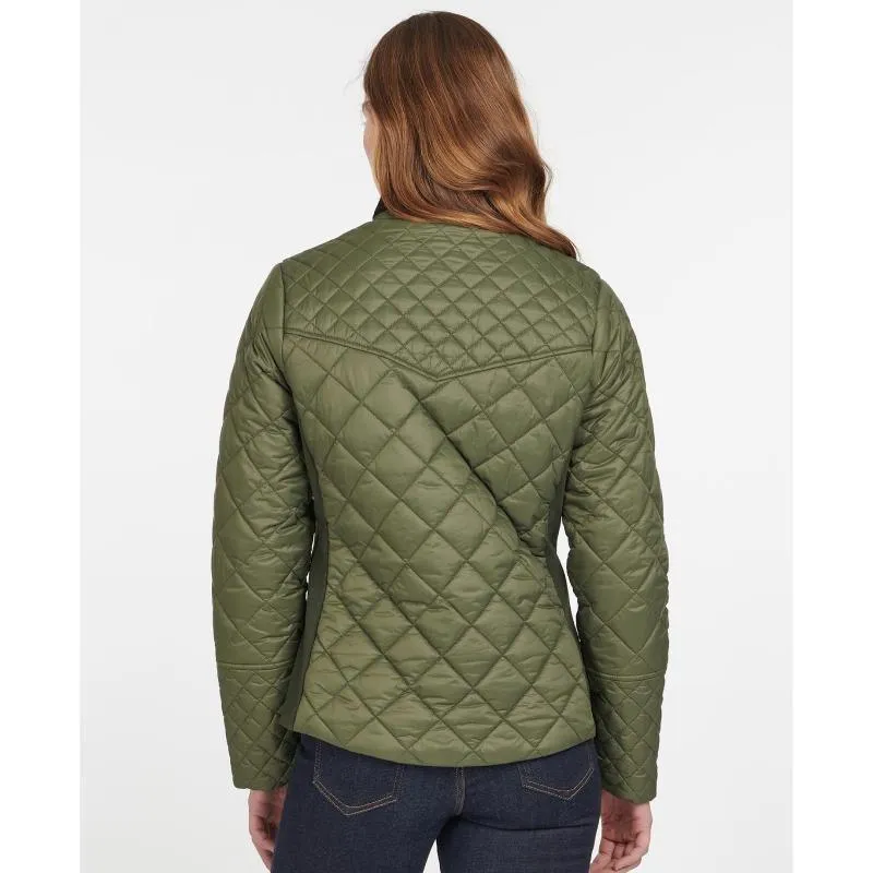 Barbour Grassmere Ladies Quilted Jacket - Olive/Green Pink Tartan