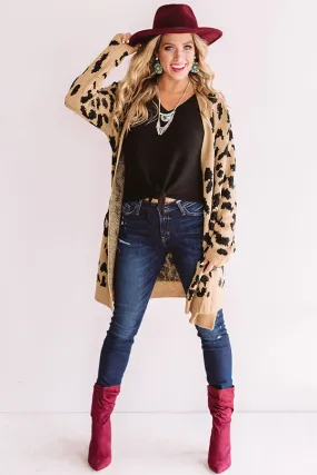 Beautiful Beat Knit Leopard Cardigan In Brown