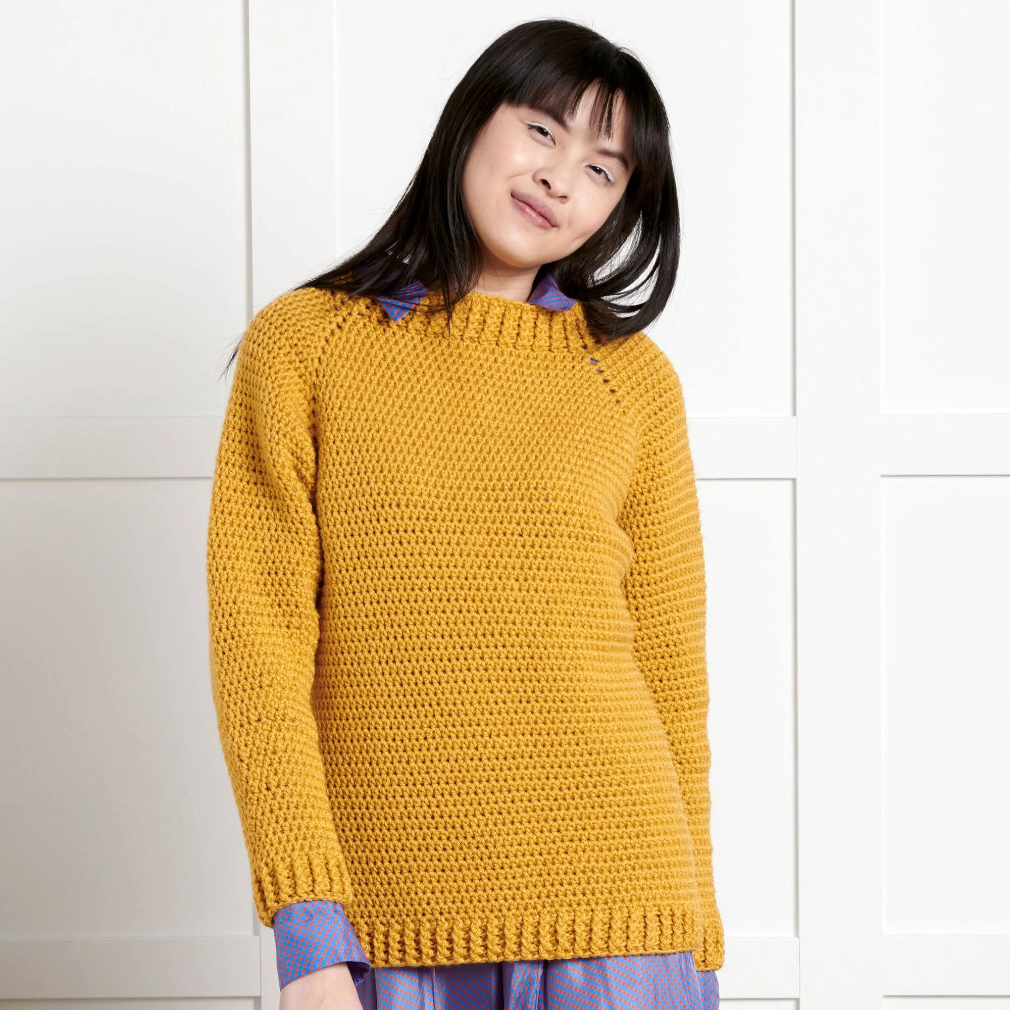 Bernat Beginner Down & Around Crochet Pullover