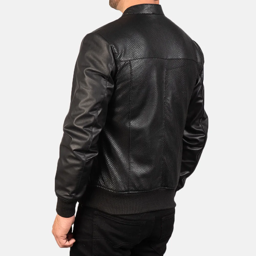 Black A2 Leather Bomber Jacket