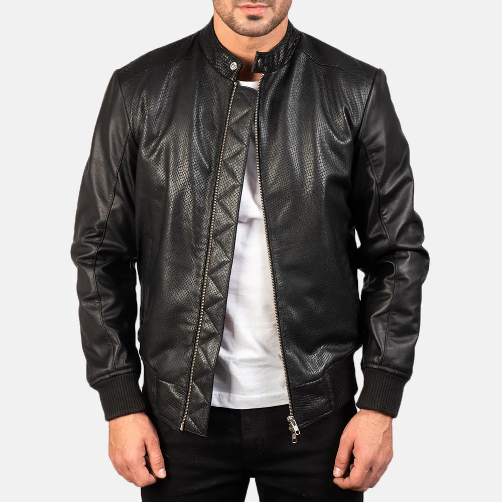 Black A2 Leather Bomber Jacket