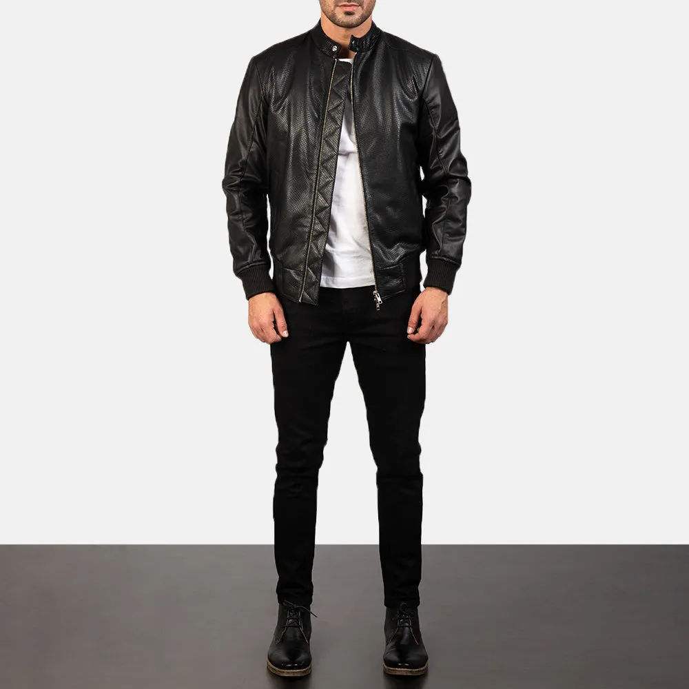 Black A2 Leather Bomber Jacket