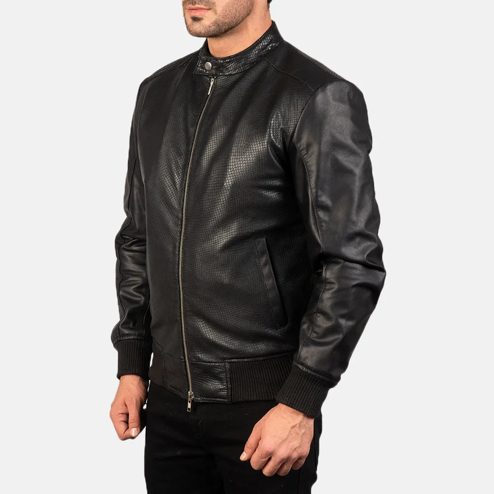 Black A2 Leather Bomber Jacket