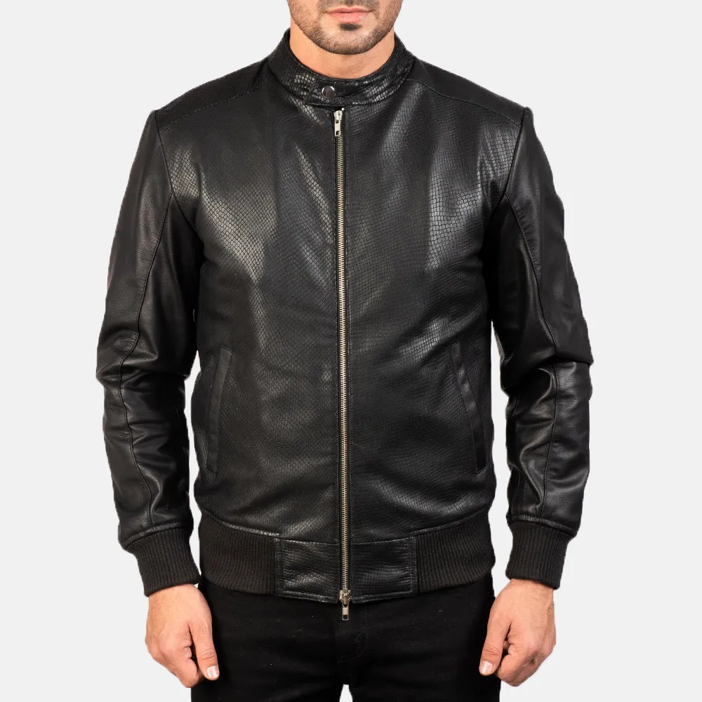 Black A2 Leather Bomber Jacket