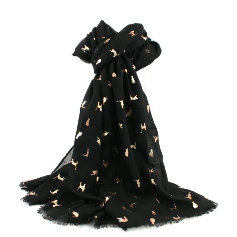 Black Biccari Cat Foil Scarf