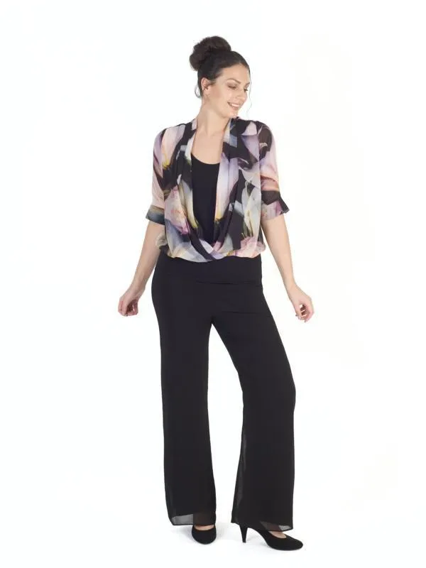 Black Chiffon Trouser with Jersey Lining