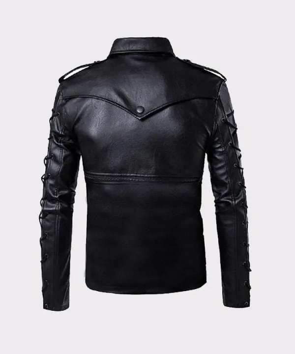 Black Lambskin Motorcycle Leather Jacket