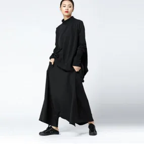 Black Summer Wide Legs Women Casual Harem Pants HD971314