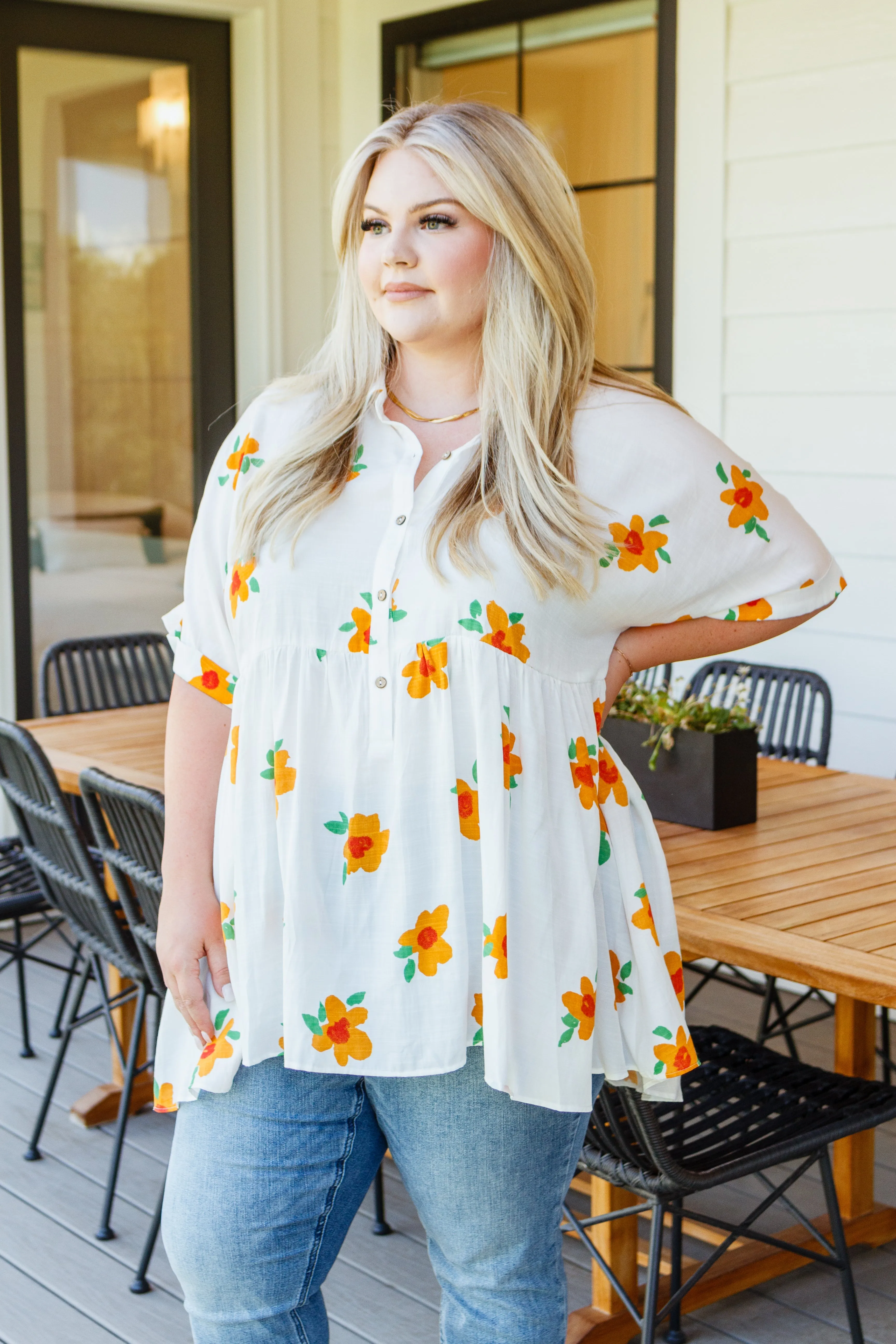 Blissed Out Button Up Babydoll Tunic Top