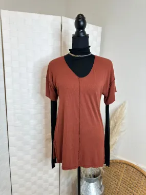 Bordeaux Ribbed Vneck Tunic Size XS