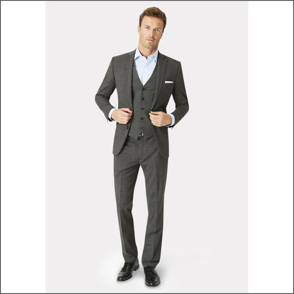 Brook Taverner Cassino Grey Check Washable Suit-