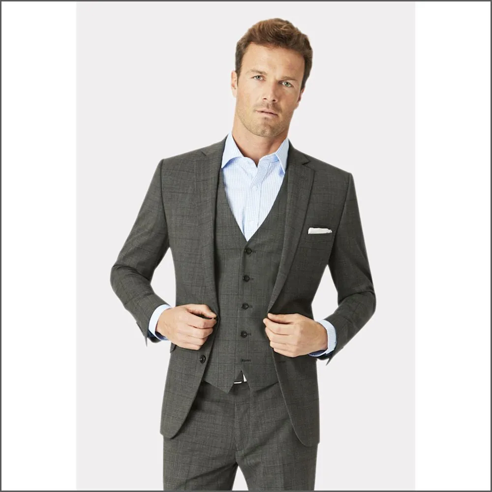 Brook Taverner Cassino Grey Check Washable Suit-