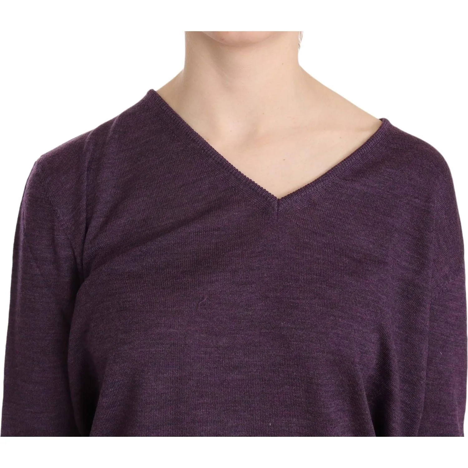 BYBLOS Elegant Purple V-Neck Wool Blouse