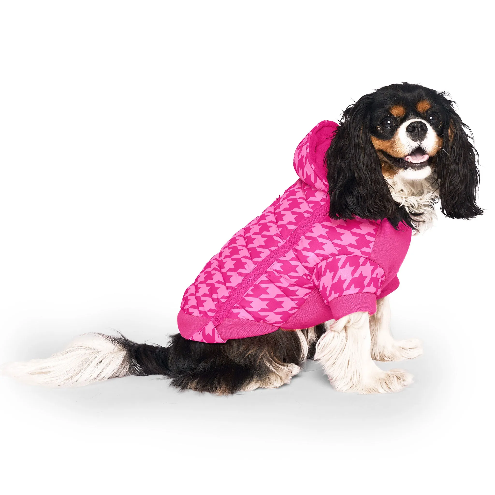 Canada Pooch Prism Puffer - Pink Houndstooth