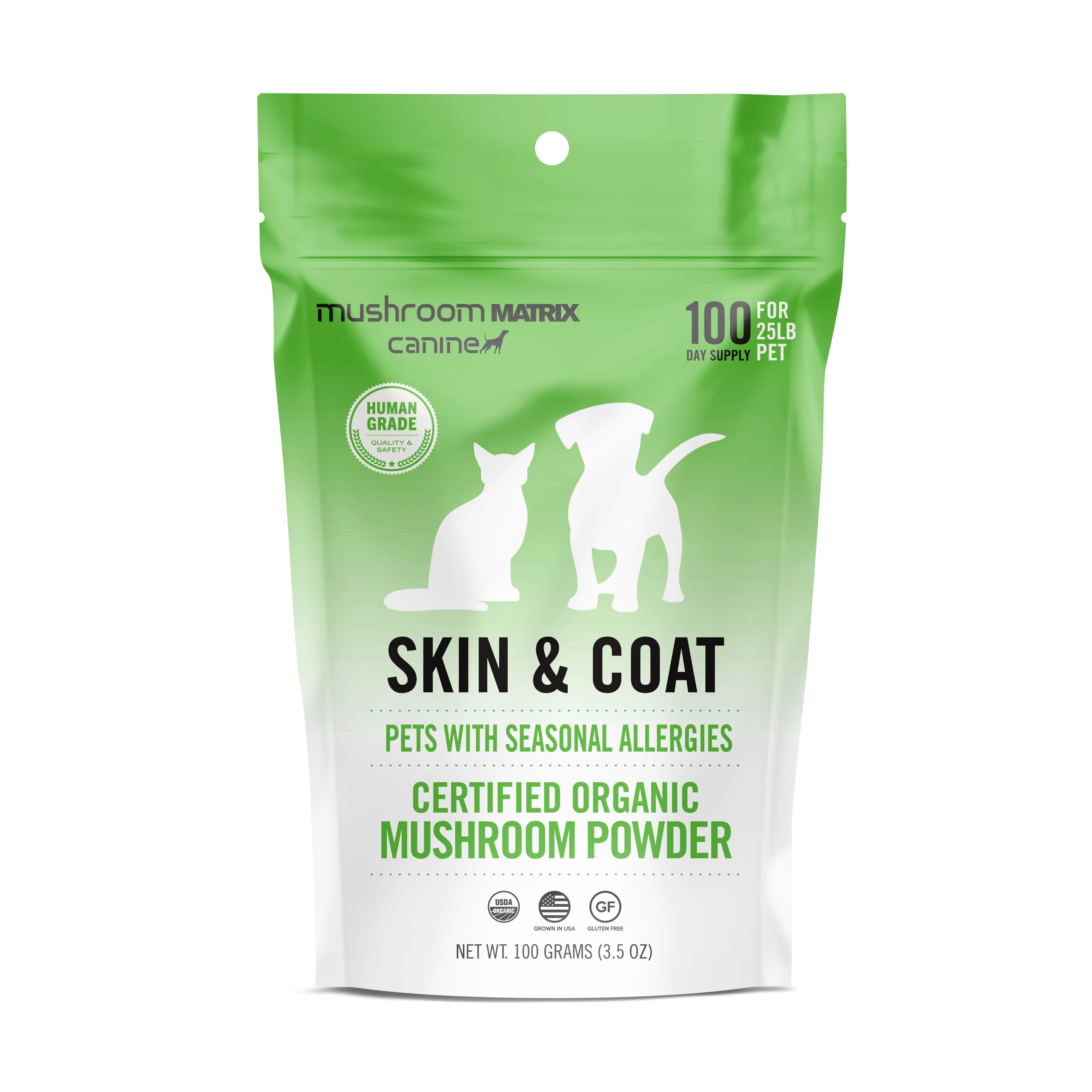 Canine Matrix Skin & Coat Organic Mushroom Allergy Support Supplement for Dogs & Cats