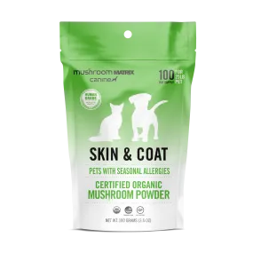 Canine Matrix Skin & Coat Organic Mushroom Allergy Support Supplement for Dogs & Cats