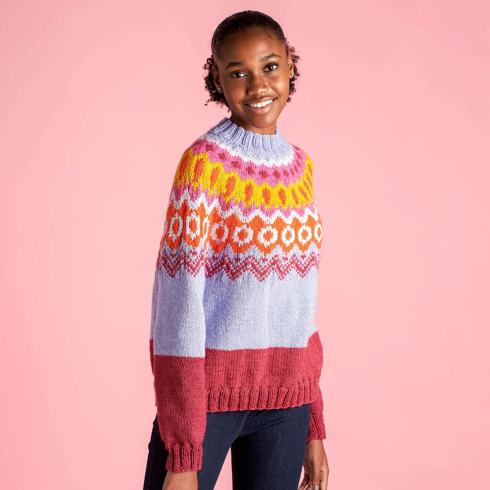 Caron Knit Fair Isle Pullover