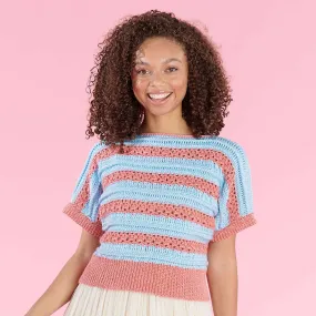 Caron Striped To A Tee Crochet Pullover