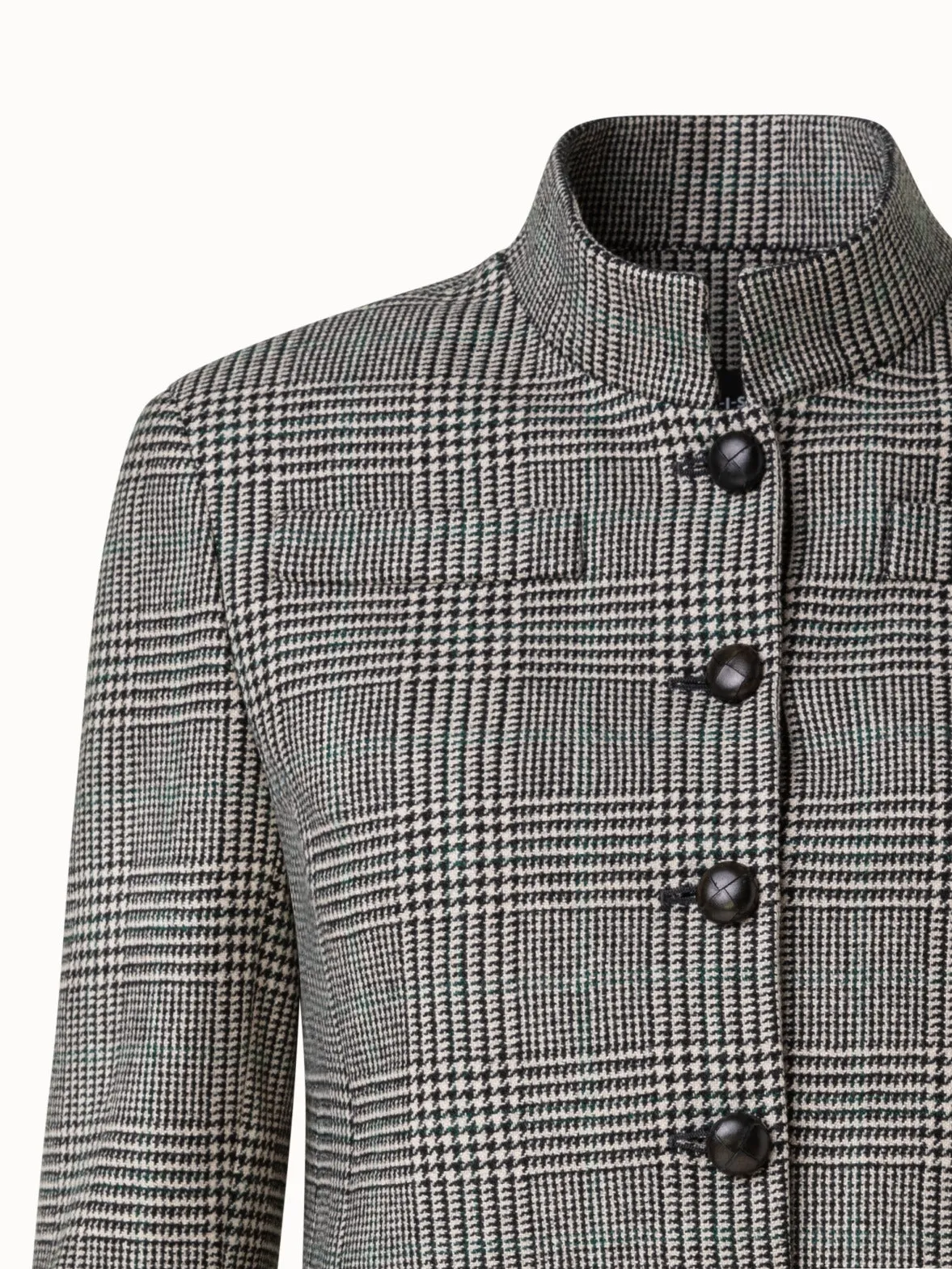 Cashmere Short Jacket with Prince of Wales Check