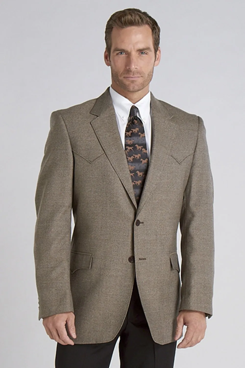 Circle S Mens Plano Donegal Sport Coat Donegal Brown Wool Blend Blazer 46L