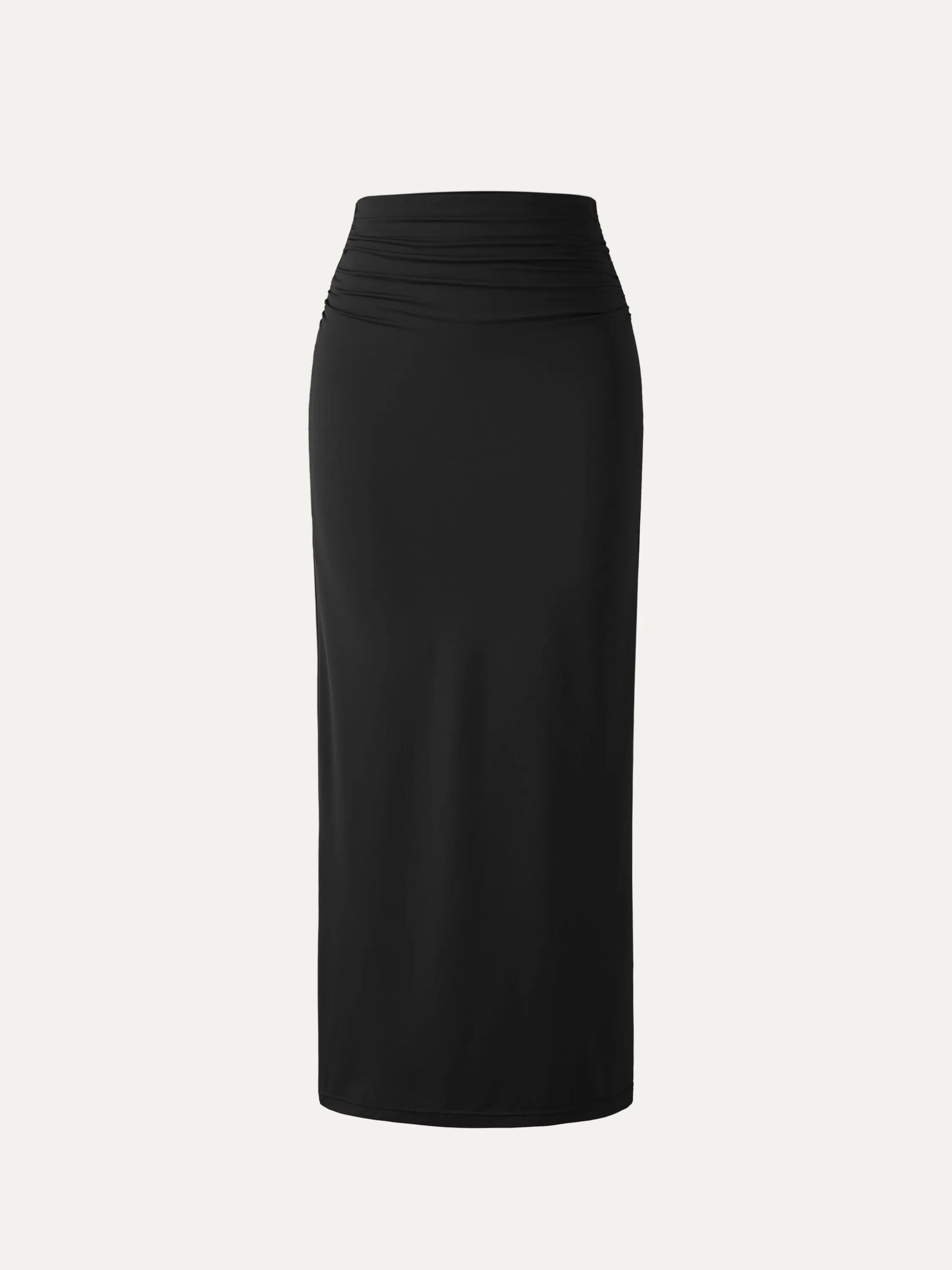 Cotton Jersey Ruched Side Pencil Maxi Skirt