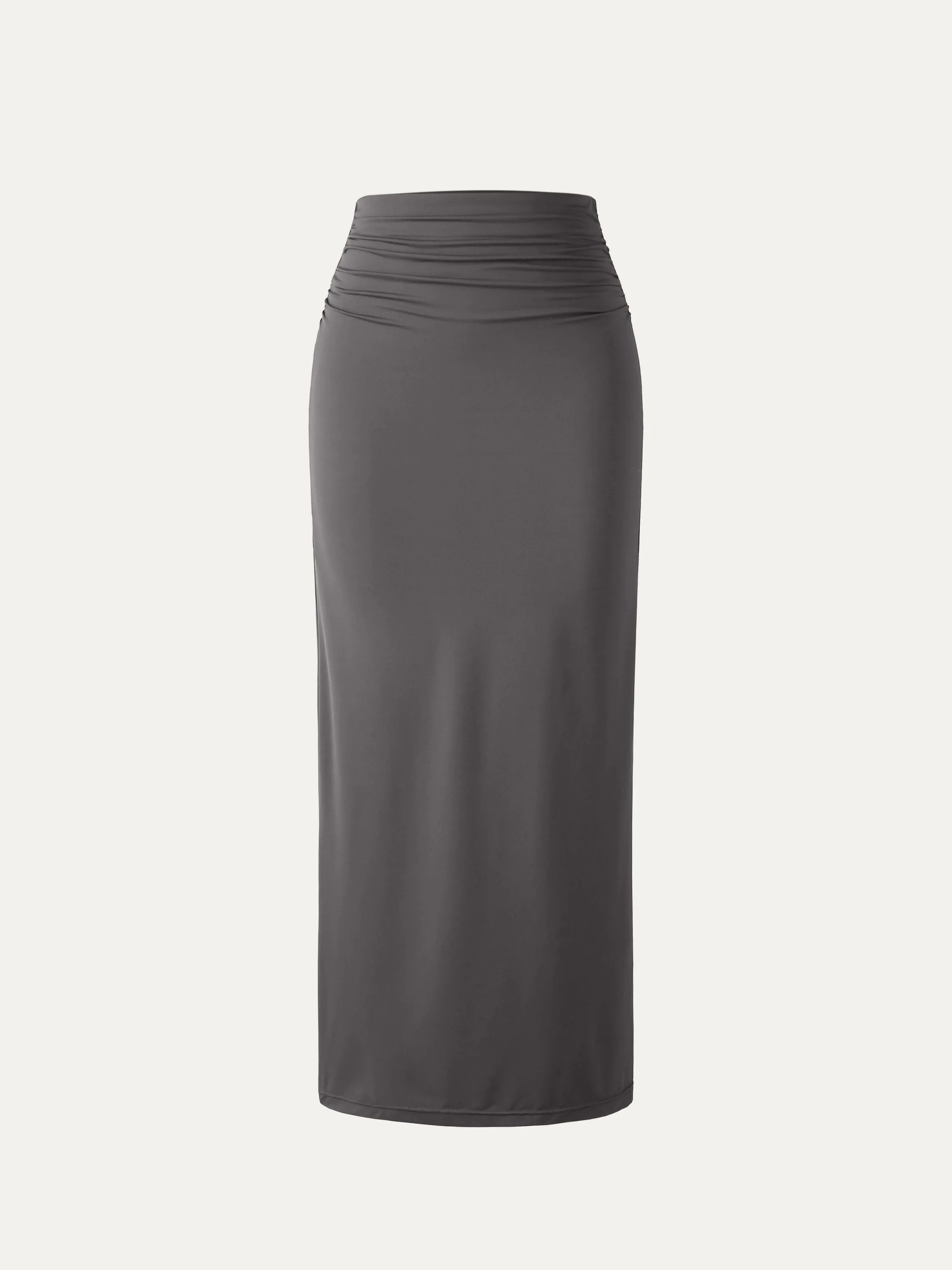 Cotton Jersey Ruched Side Pencil Maxi Skirt