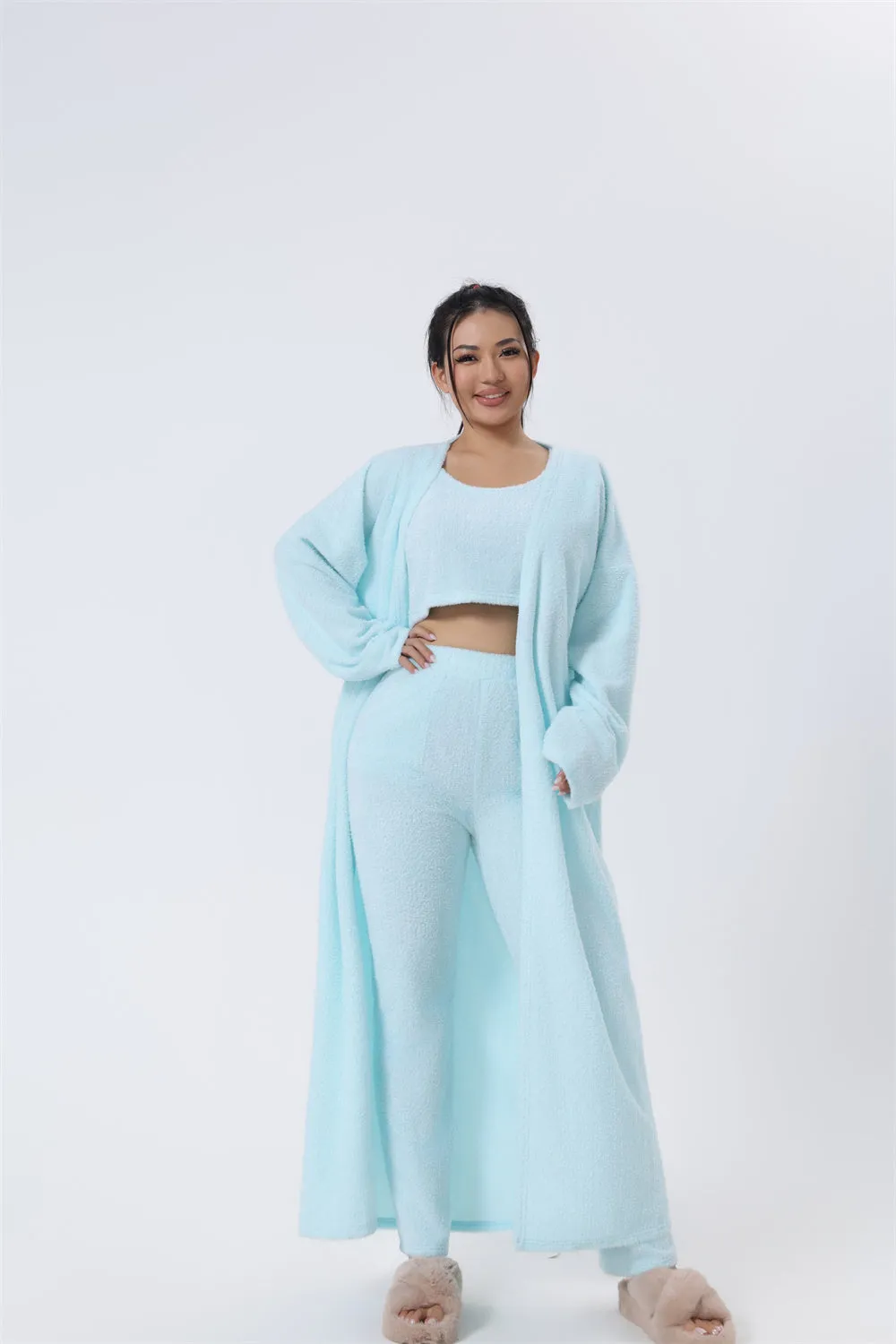 Cozy 3-Piece Pyjama Lounge Set for Women – Warm Matching Outfit