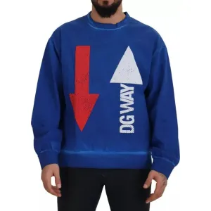 Dolce & Gabbana Blue DGWAY Cotton Crewneck Pullover Sweater