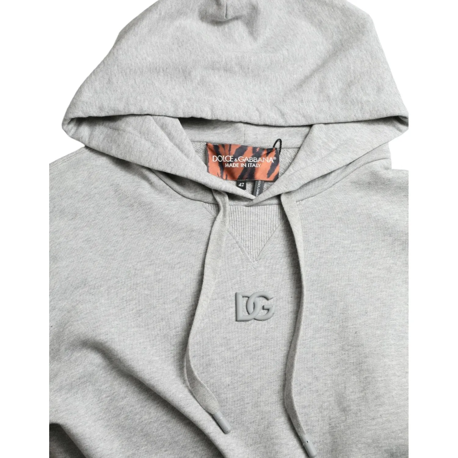 Dolce & Gabbana Chic Gray Logo Hooded Cotton Sweater