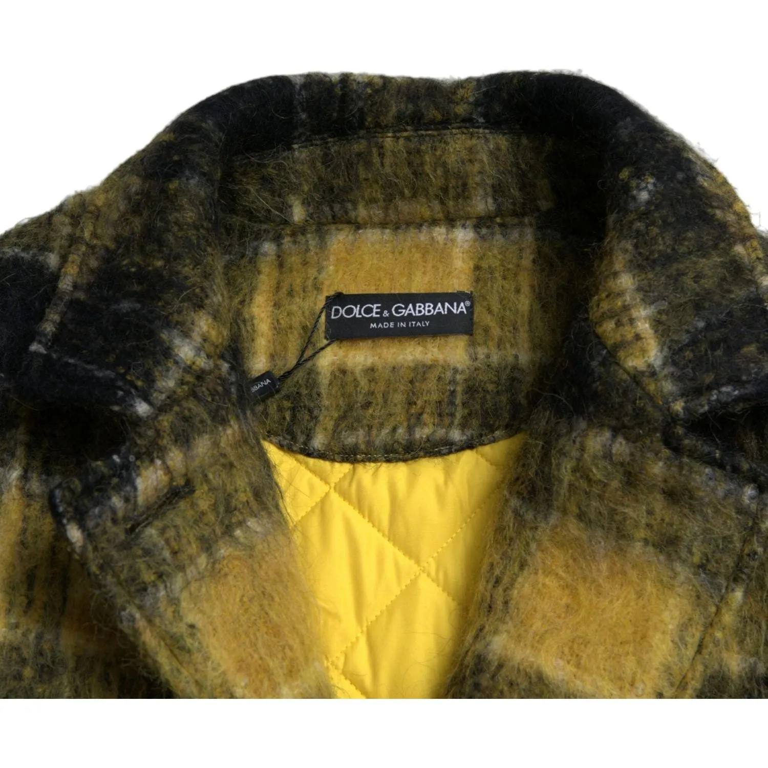 Dolce & Gabbana Chic Plaid Long Coat in Sunshine Yellow