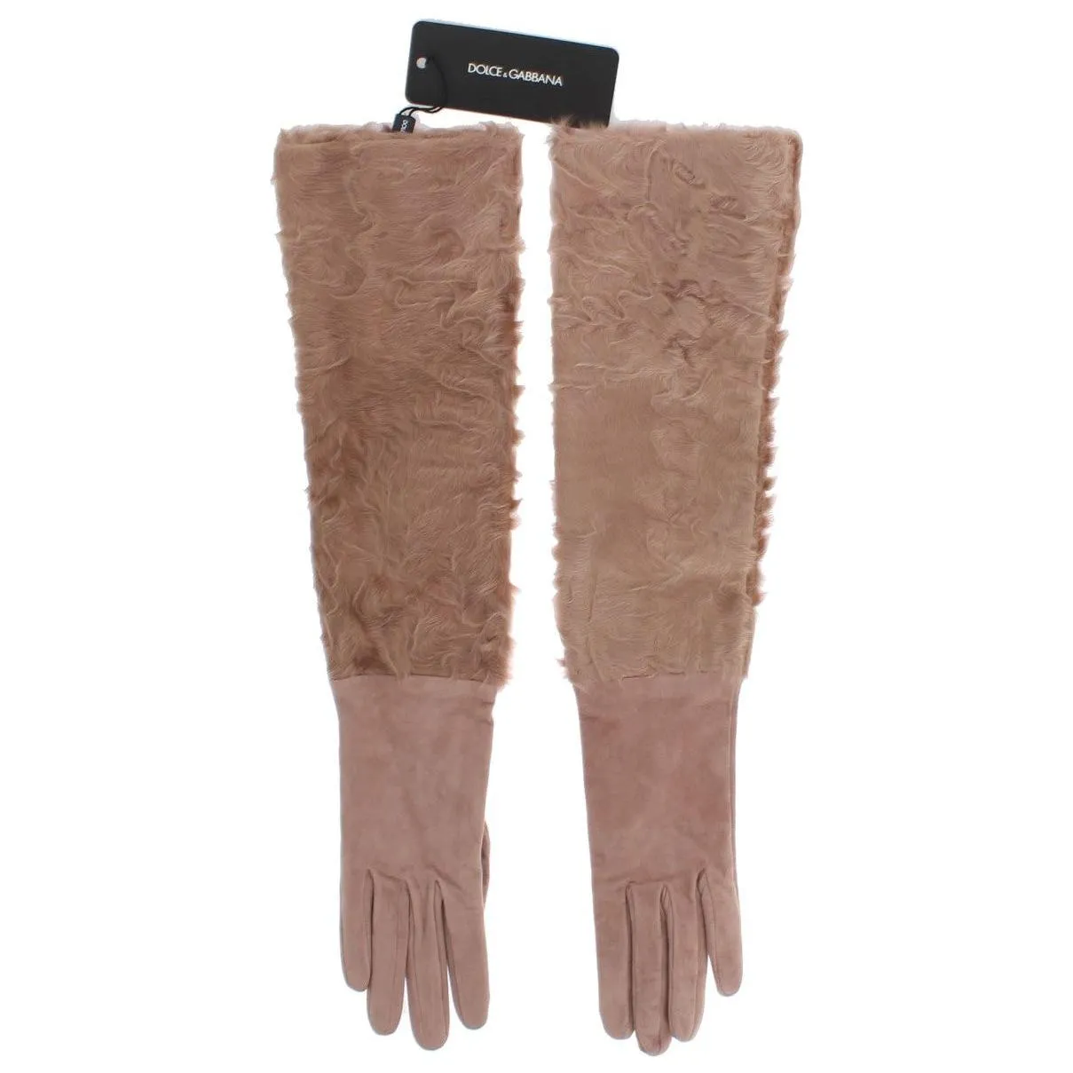 Dolce & Gabbana Elegant Beige Suede Elbow-Length Gloves