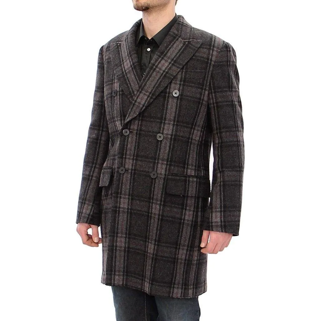 Dolce & Gabbana Sicilia Checkered Wool Blend Coat