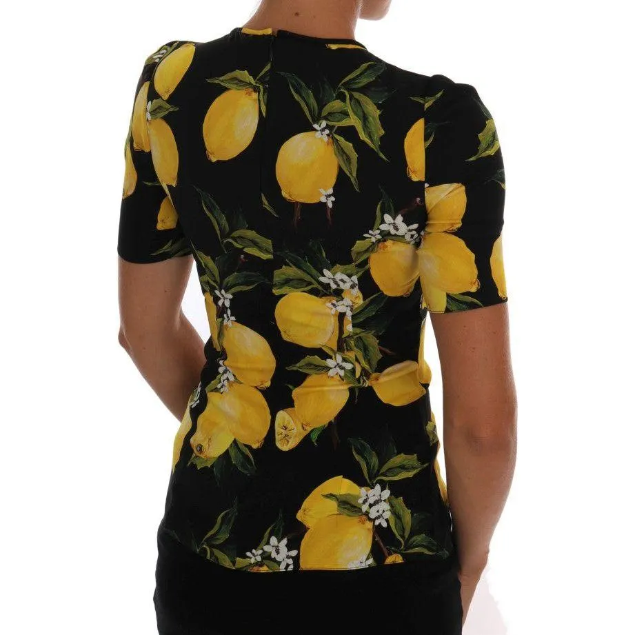 Dolce & Gabbana Sicilian Lemon Print Silk Blouse