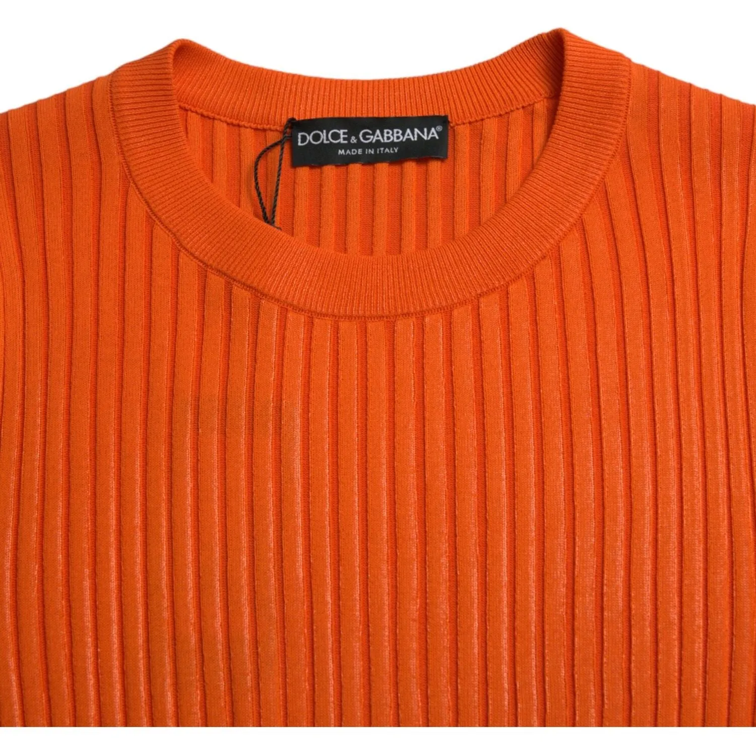 Dolce & Gabbana Sleek Sunset Orange Knitted Pullover Sweater